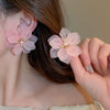 Alloy Silver Needle Flower Mesh Tassel Earrings With Electroplating For Women Fresh And Sweet Flower Shaped Design