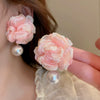 Alloy Silver Needle Flower Mesh Tassel Earrings With Electroplating For Women Fresh And Sweet Flower Shaped Design