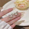 Alloy Silver Needle Inlaid Diamond Pearl Bow Electroplating Women's Sweet And Cute Earrings