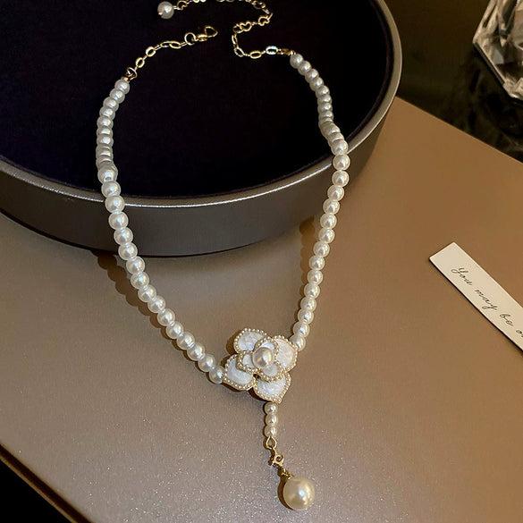 Alloy Silver Needle Inlaid With Diamonds And Pearls Double Circle Heart Earrings Electroplated For Women