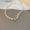Alloy Silver Needle Inlaid With Diamonds And Pearls Double Circle Heart Earrings Electroplated For Women