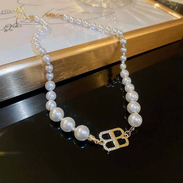 Alloy Silver Needle Inlaid With Diamonds And Pearls Double Circle Heart Earrings Electroplated For Women