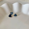 Alloy Silver Needle Oil Drop Heart Asymmetric Ear Clips Electroplated Women's Earrings