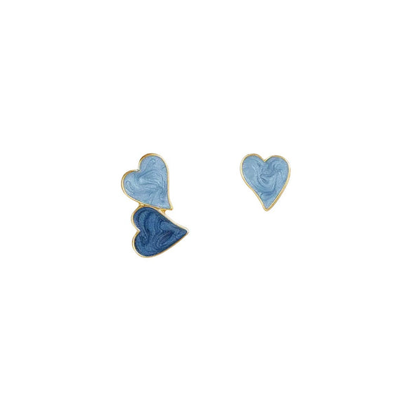 Alloy Silver Needle Oil Drop Heart Asymmetric Ear Clips Electroplated Women's Earrings