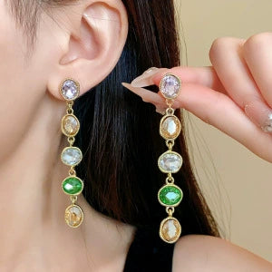 Alloy Silver Needle Tulle Flower Tassel Earrings With Flower Shape Electroplating For Women
