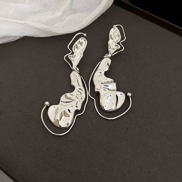 Alloy Silver Needle Tulle Flower Tassel Earrings With Flower Shape Electroplating For Women