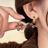 Alloy Silver Needle Tulle Flower Tassel Earrings With Flower Shape Electroplating For Women