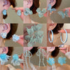 Alloy Silver Needle Tulle Flower Tassel Earrings With Flower Shape Electroplating For Women