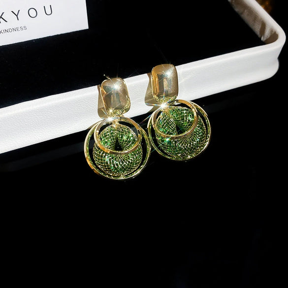Alloy Silver Needle Tulle Flower Tassel Earrings With Flower Shape Electroplating For Women