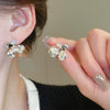 Alloy Silver Needle Tulle Flower Tassel Earrings With Flower Shape Electroplating For Women