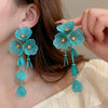 Alloy Silver Needle Tulle Flower Tassel Earrings With Flower Shape Electroplating For Women