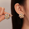 Alloy Silver Needle Tulle Flower Tassel Earrings With Flower Shape Electroplating For Women