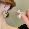 Alloy Silver Needle Tulle Flower Tassel Earrings With Flower Shape Electroplating For Women