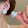 Alloy Silver Needle Tulle Flower Tassel Earrings With Flower Shape Electroplating For Women