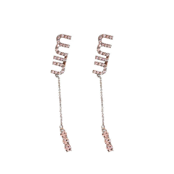 Alloy Silver Zircon Letter Earrings Electroplating High Sense Fashion Niche Simple Allmatch Women's Earrings