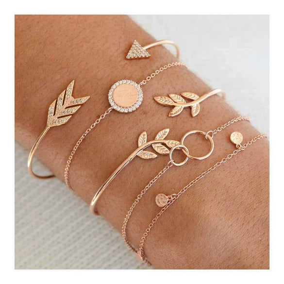 Alloy Simple Geometric Leaf Arrow Women's Bracelet With Diamond Inlaid Artificial And Semiprecious Stones