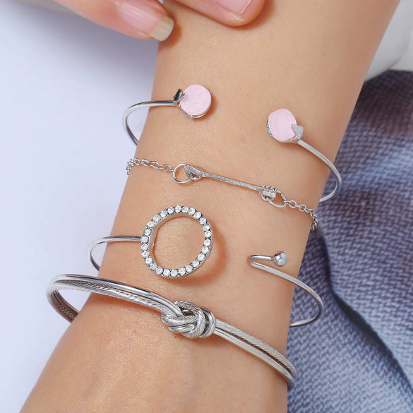 Alloy Simple Geometric Leaf Arrow Women's Bracelet With Diamond Inlaid Artificial And Semiprecious Stones