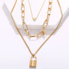 Alloy Simple Peach Lock Pendant Necklace Creative Retro Multilayer With Electroplating