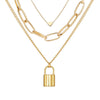 Alloy Simple Peach Lock Pendant Necklace Creative Retro Multilayer With Electroplating