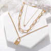Alloy Simple Peach Lock Pendant Necklace Creative Retro Multilayer With Electroplating