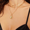 Alloy Simple Peach Lock Pendant Necklace Creative Retro Multilayer With Electroplating
