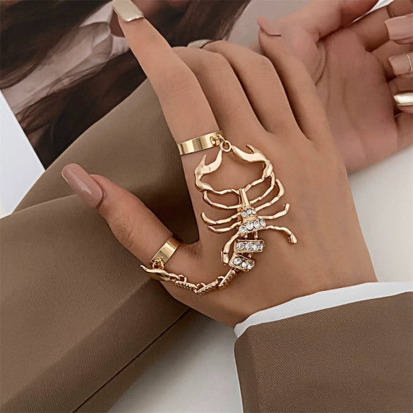 Alloy Single Finger Bracelet Retro Trendy Electroplated With Animal Zodiac Scorpion Microinlaid Unisex