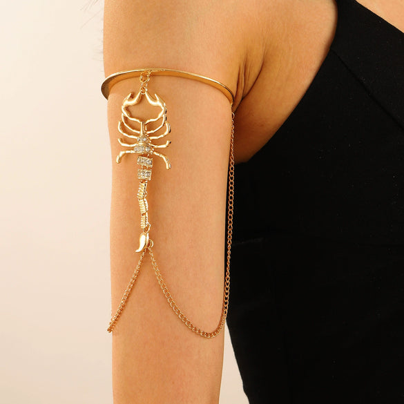 Alloy Single Finger Bracelet Retro Trendy Electroplated With Animal Zodiac Scorpion Microinlaid Unisex