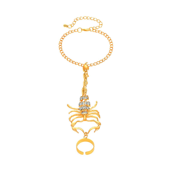 Alloy Single Finger Bracelet Retro Trendy Electroplated With Animal Zodiac Scorpion Microinlaid Unisex