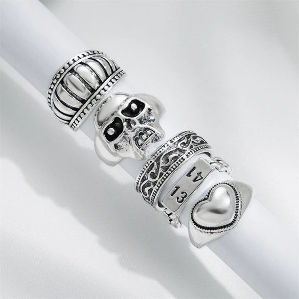 Alloy Skull Love Letter Ring Electroplated For Women