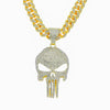 Alloy Skull Pendant Diamond Cuban Chain Men's Hip Hop Jewelry With Geometric Pattern