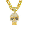 Alloy Skull Pendant Necklace With Diamond Hiphop Style