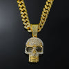 Alloy Skull Pendant Necklace With Diamond Hiphop Style