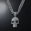 Alloy Skull Pendant Necklace With Diamond Hiphop Style