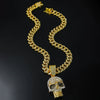 Alloy Skull Pendant Necklace With Diamond Hiphop Style