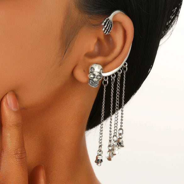 Alloy Skull Stud Earrings With 14K Gold Ear Needles Electroplated Retro Cold Style For Women
