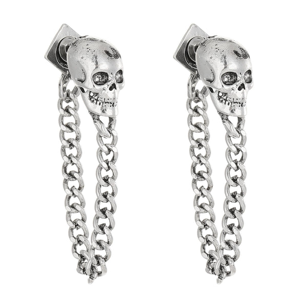 Alloy Skull Stud Earrings With 14K Gold Ear Needles Electroplated Retro Cold Style For Women