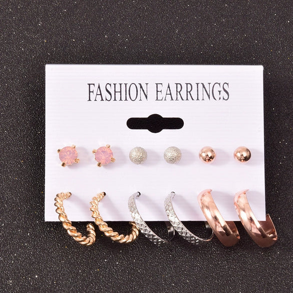 Alloy Small Circle Earrings Set Creative Retro Geometric Light Luxury Style Electroplated