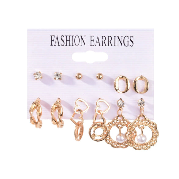 Alloy Small Circle Earrings Set Creative Retro Geometric Light Luxury Style Electroplated