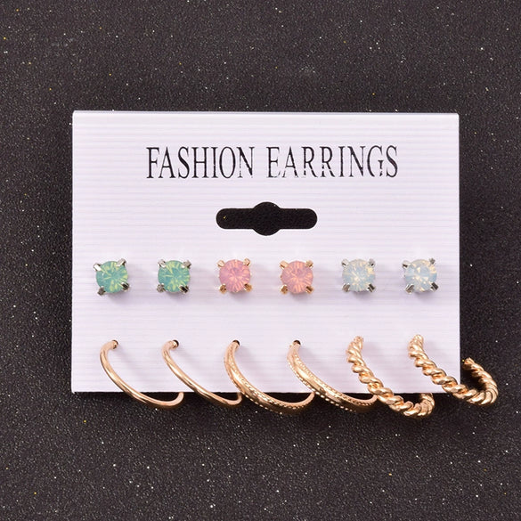 Alloy Small Circle Earrings Set Creative Retro Geometric Light Luxury Style Electroplated
