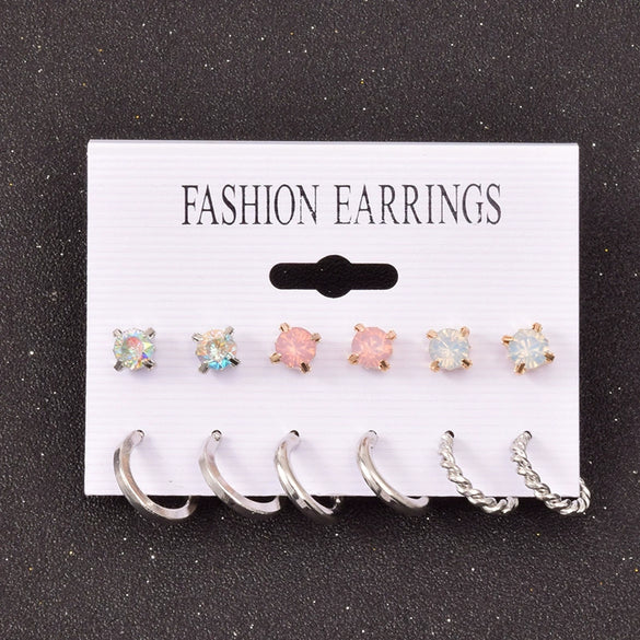 Alloy Small Circle Earrings Set Creative Retro Geometric Light Luxury Style Electroplated