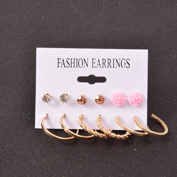 Alloy Small Circle Earrings Set Creative Retro Geometric Light Luxury Style Electroplated