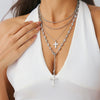 Alloy Small Flower Geometric Hiphop Style Electroplating Pendant Clavicle Necklace Set