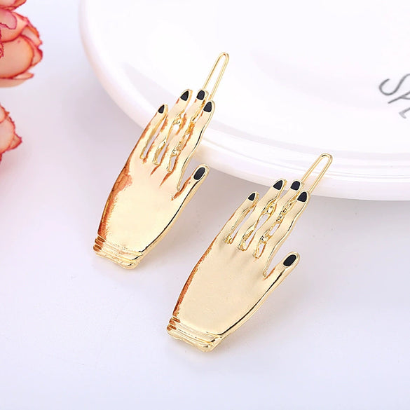 Alloy Small Hand Oiled Electroplated Hairpin For Girls Fashionable Hair Accessories Frog Buckle