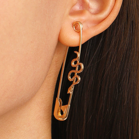 Alloy Small Snake Paper Clip Earrings Electroplated Geometric And Animal Pattern Women's