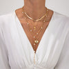 Alloy Snake Bone Chain Clavicle Necklace With Heart Shape And Flower Pattern Electroplating Processing