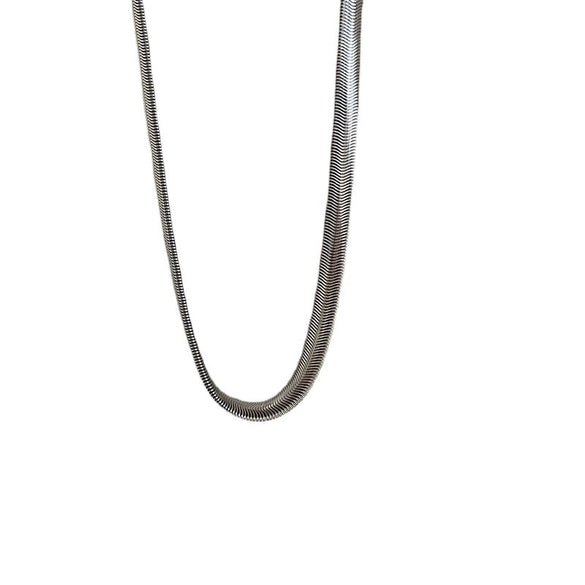 Alloy Snake Bone Chain Necklace With Wave Design Electroplated Thick Clavicle Necklace For Women