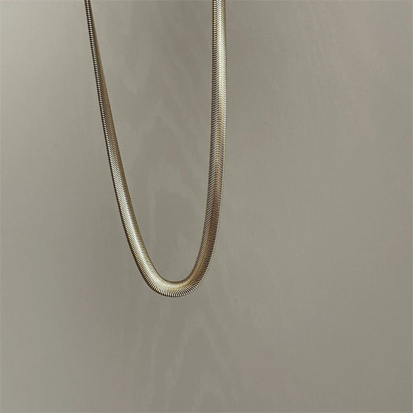 Alloy Snake Bone Chain Necklace With Wave Design Electroplated Thick Clavicle Necklace For Women