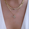 Alloy Snake Bone Chain With Retro Diamond Butterfly Pendant And Mixed Gem Inlay