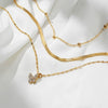 Alloy Snake Bone Chain With Retro Diamond Butterfly Pendant And Mixed Gem Inlay