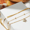 Alloy Snake Bone Chain With Retro Diamond Butterfly Pendant And Mixed Gem Inlay